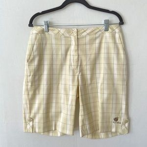 EP Pro Ko Olina Hawaii Bermuda Golf Shorts White Tan Plaid Size 10